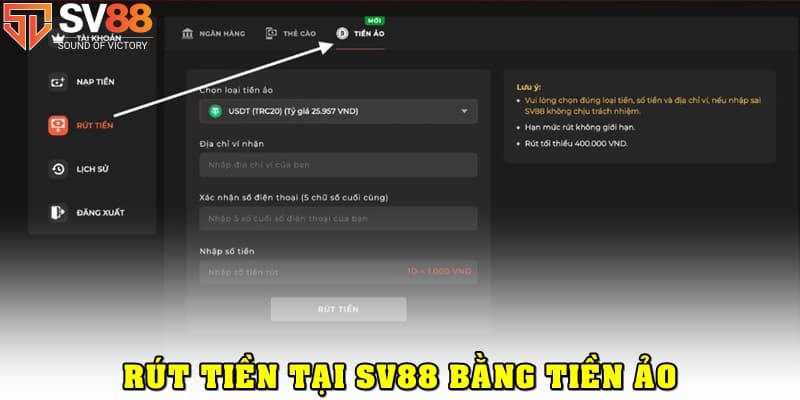 Các tin quan trọng cần nhớ khi rút tiền SV88